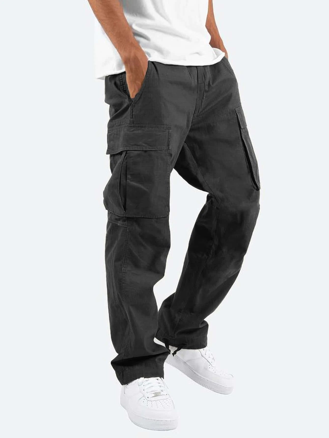 Mens Drawstring Multi-Pocket Casual Cargo