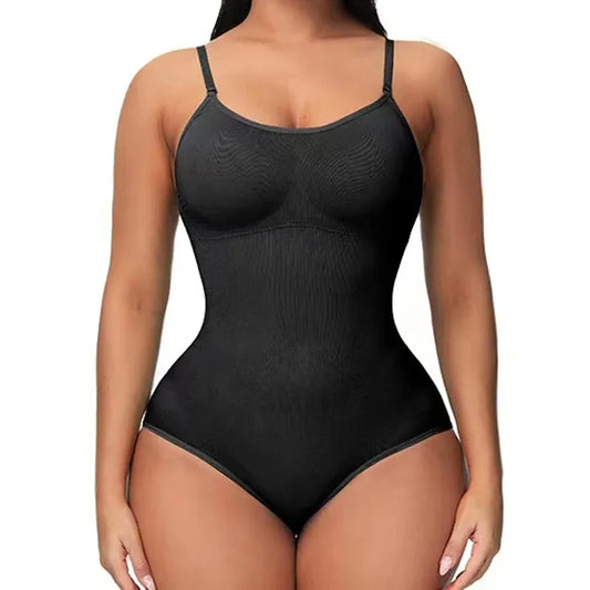 V Neck Spaghetti Strap Compression Body Suit