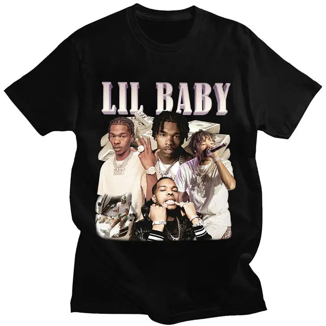 Rapper Lil Baby T Shirt Vintage Oversized  Graphic Tee Shirt