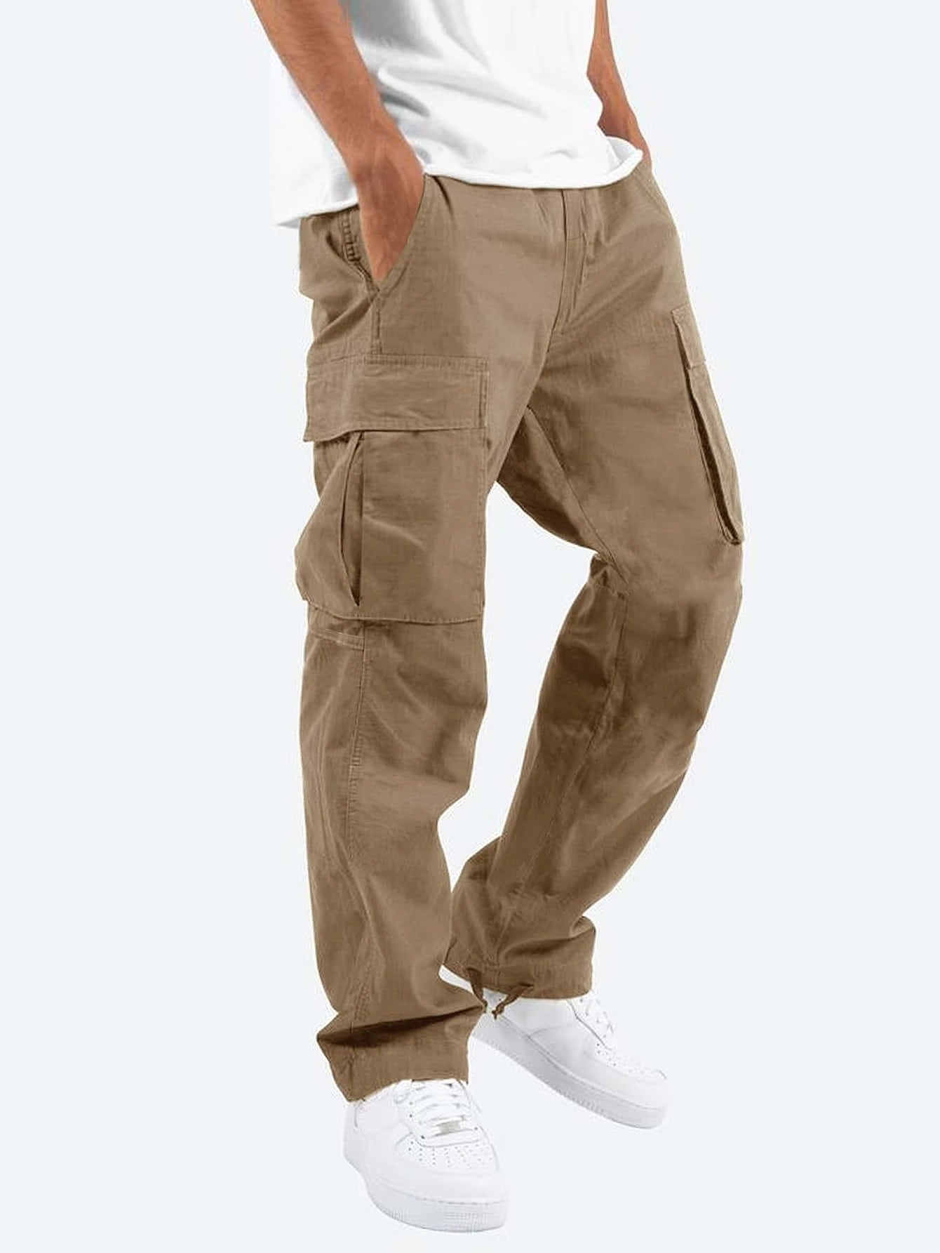 Mens Drawstring Multi-Pocket Casual Cargo