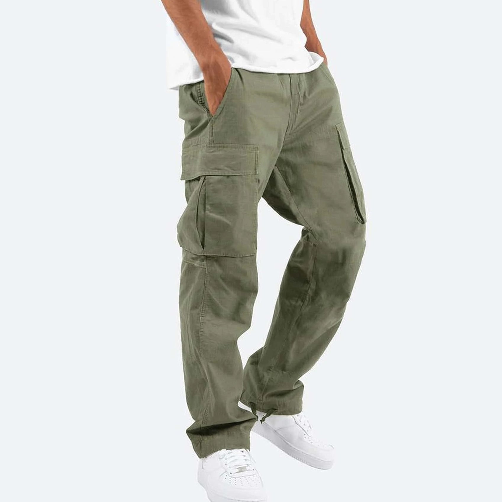 Mens Drawstring Multi-Pocket Casual Cargo